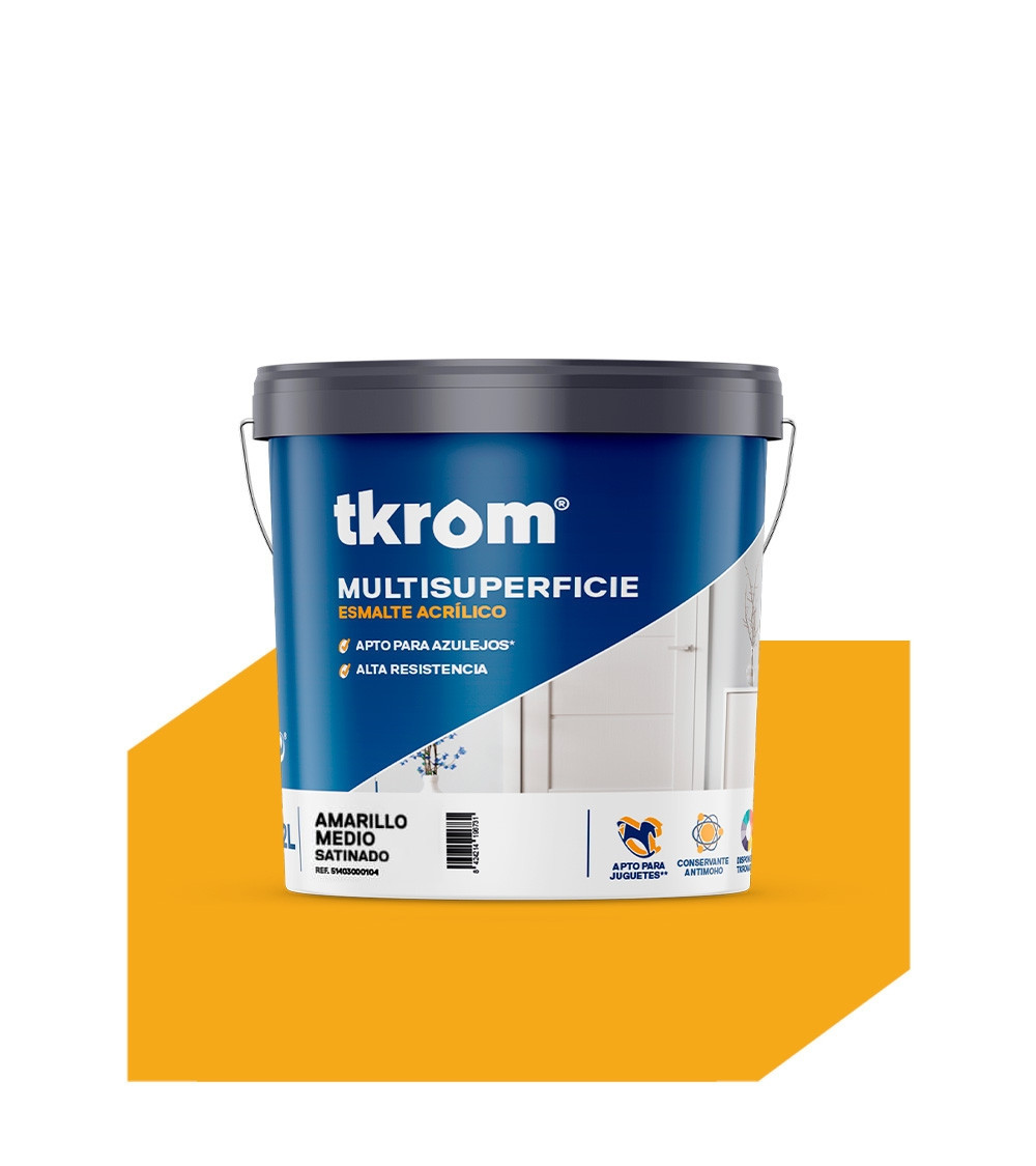 esmalte-acrilico-multisuperficie-satinado-color-amar-medio-153-4l TKROM ESMTE MULTISUP AGUA SAT AMARILLO MEDIO - Imagen 1